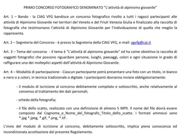 1° Concorso Fotografico “l’attività Di Alpinismo Giovanile”