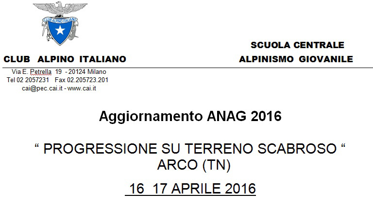 5299624 3 ccag 2016 aggiornamento anag arco - CAI Alpinismo Giovanile