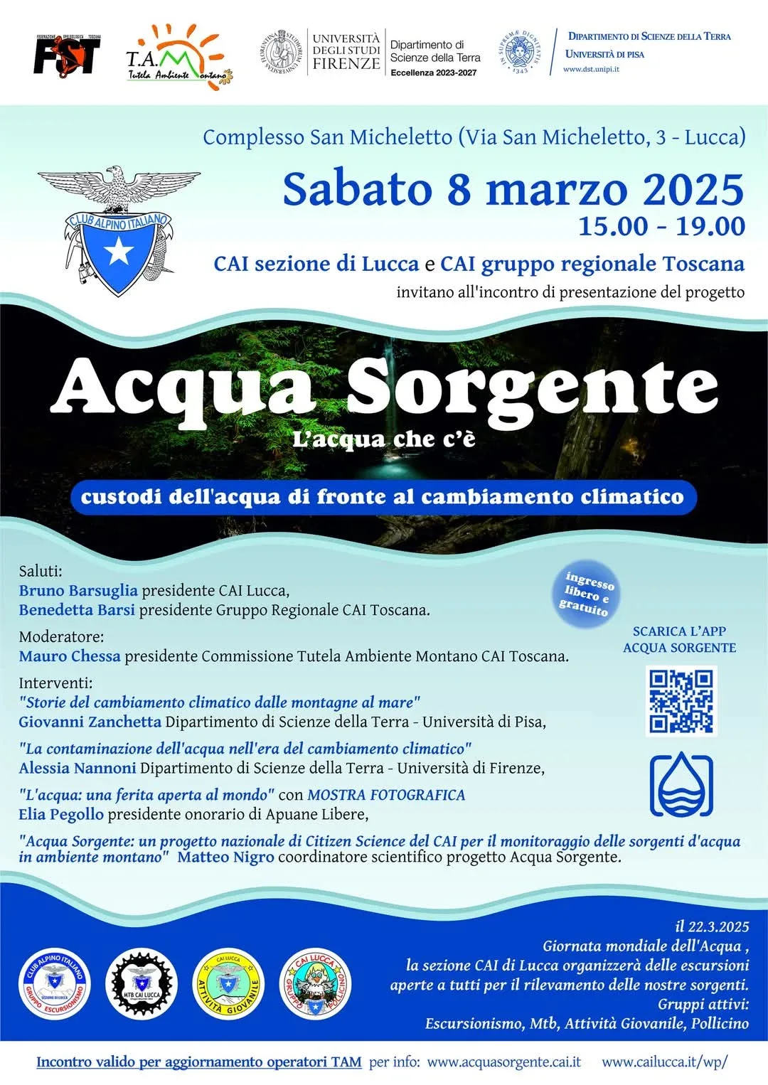 locandina lucca acqua soregente 8 marzo 2025 - CAI Tutela Ambiente Montano