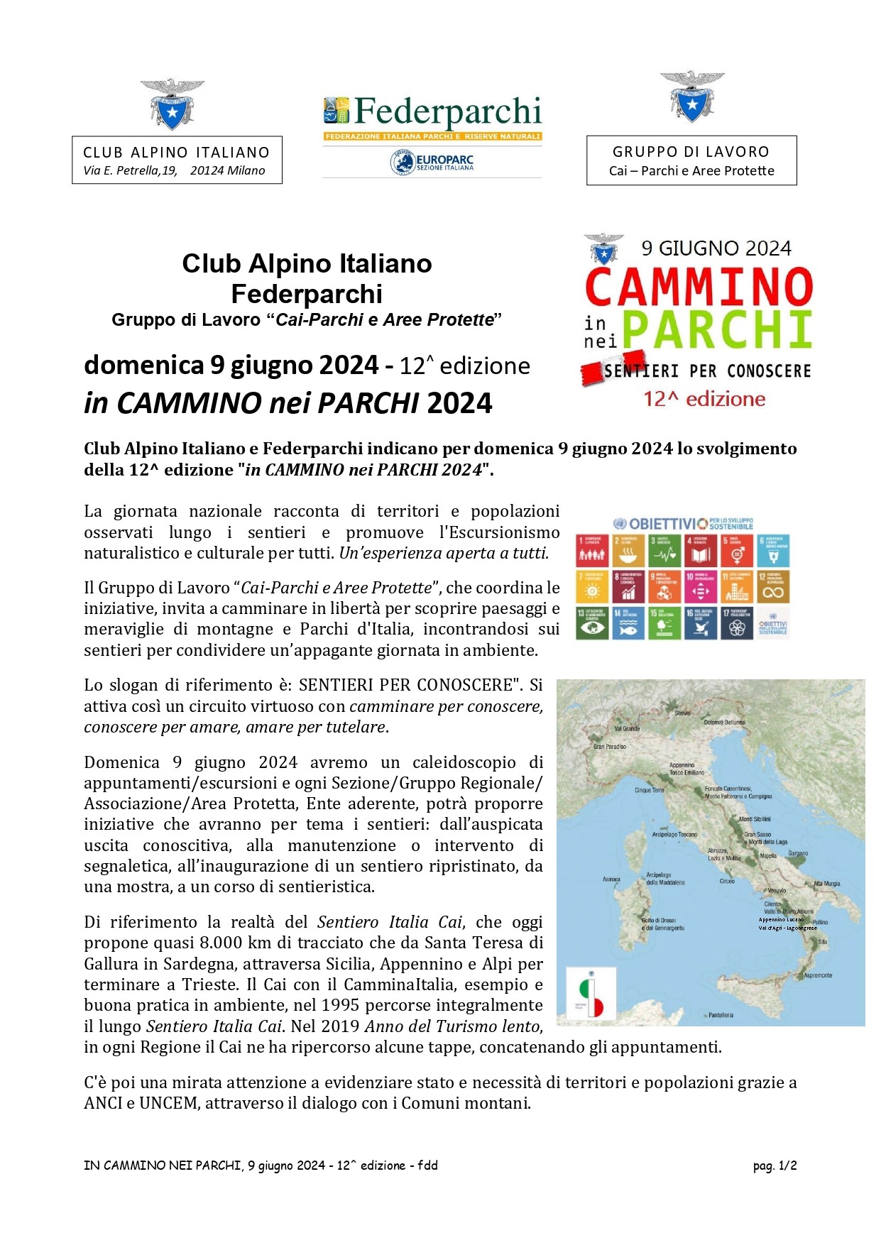 In cammino nei Parchi – 9 giugno 2024