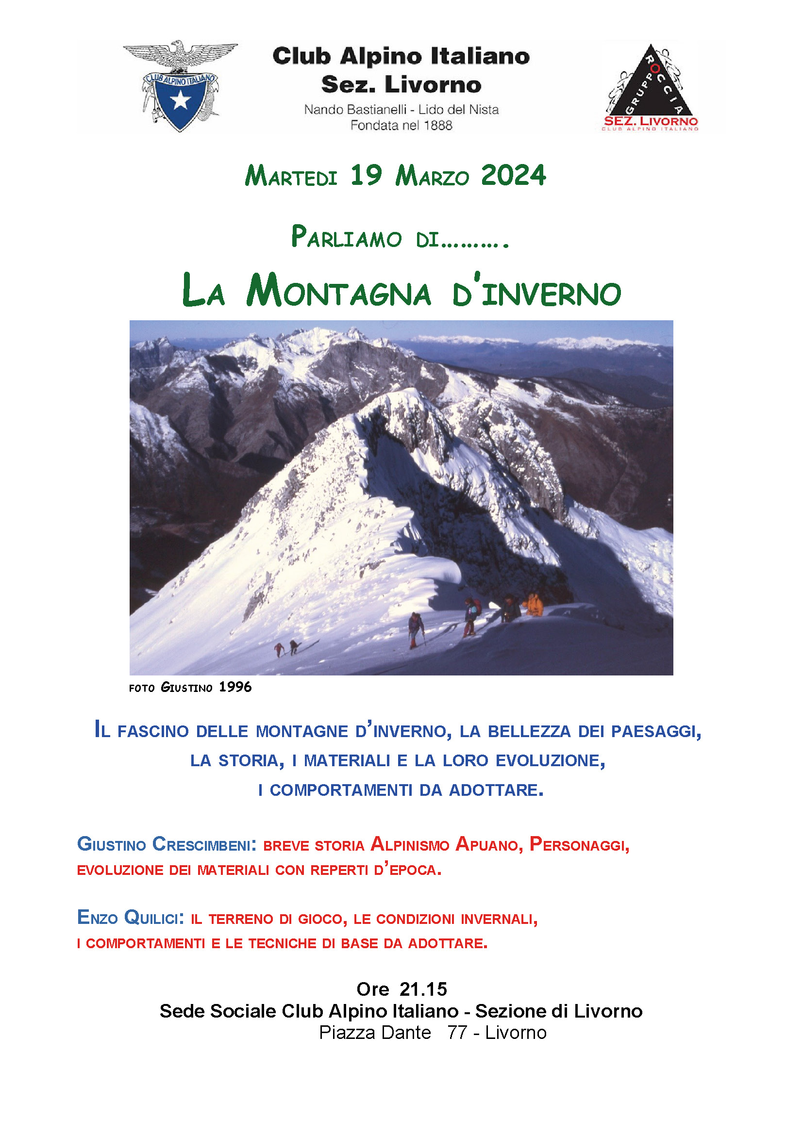 19 Mar – Parliamo di … La montagna d’Inverno