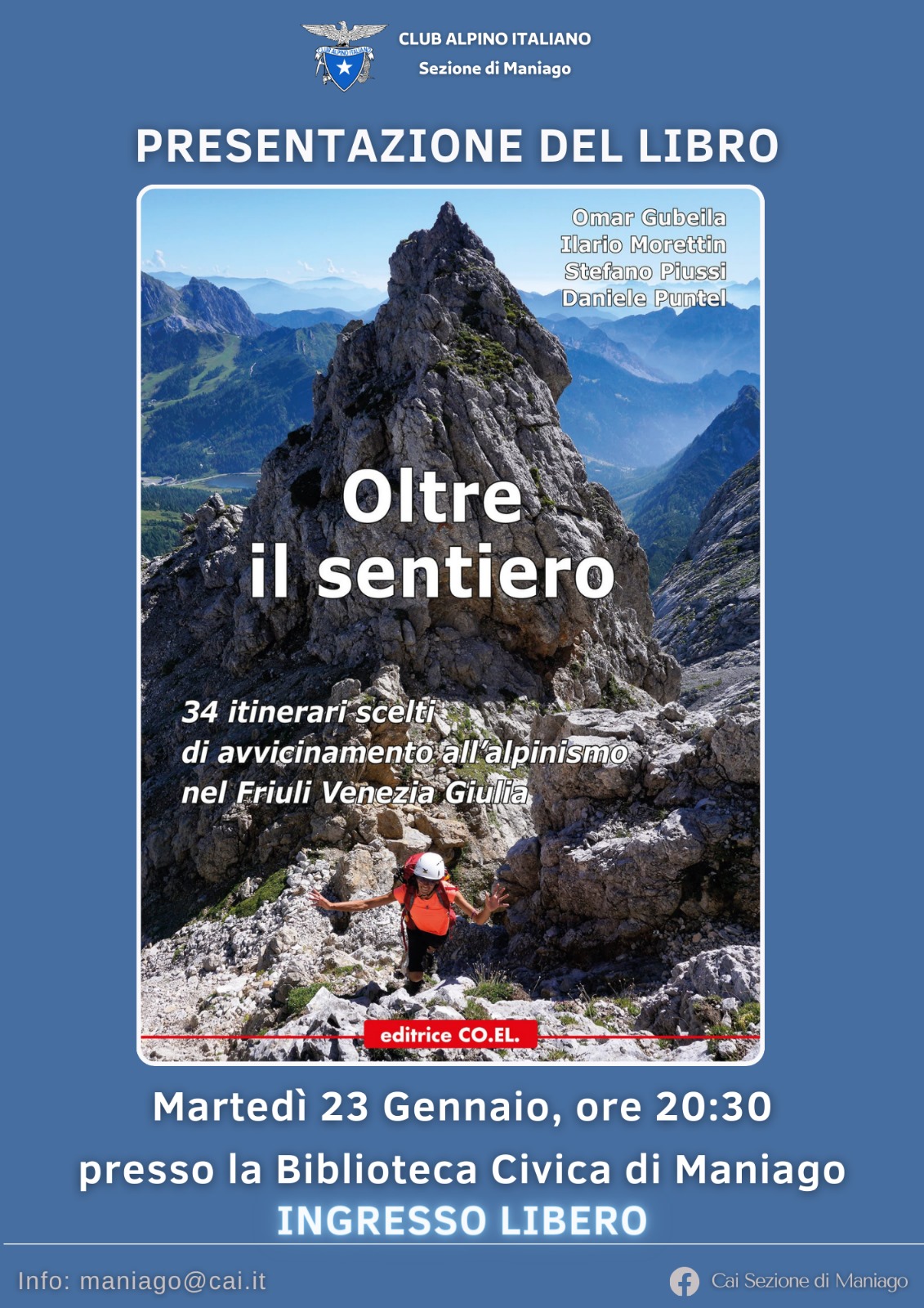 MARTEDÌ 23 GENNAIO – Presentazione del libro “OLTRE IL SENTIERO”