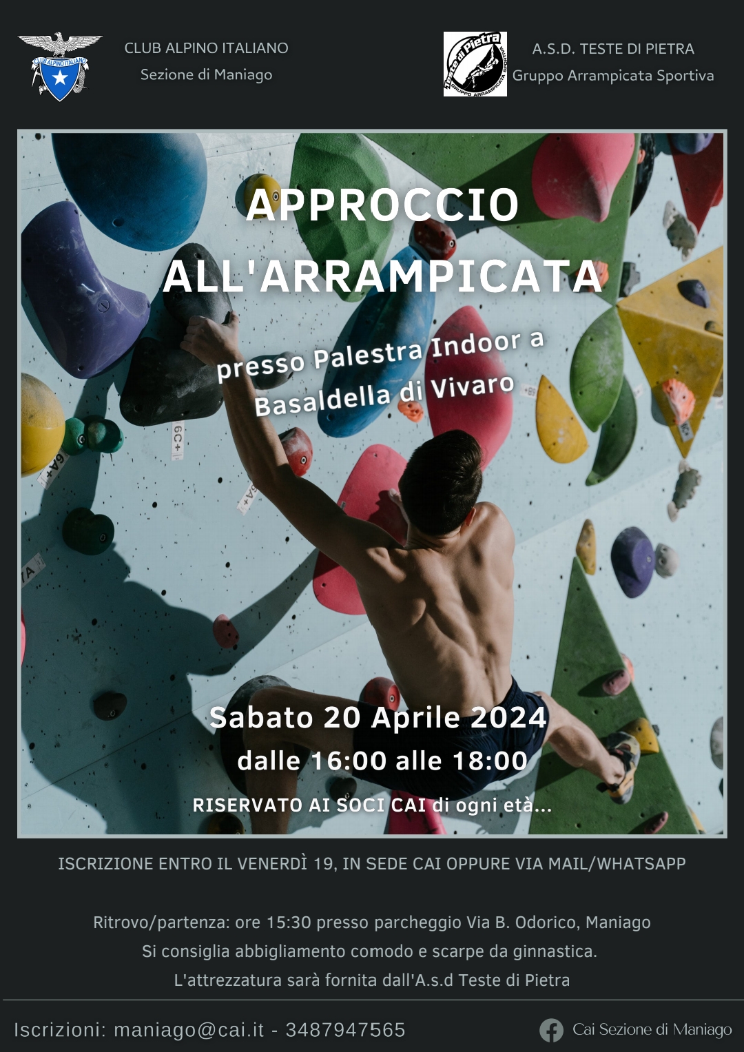 SABATO 20 APRILE – APPROCCIO ALL’ARRAMPICATA