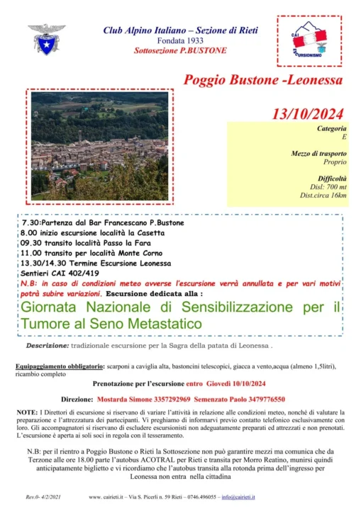 10 13 poggiobustone leonessa - CAI Sezione di Rieti