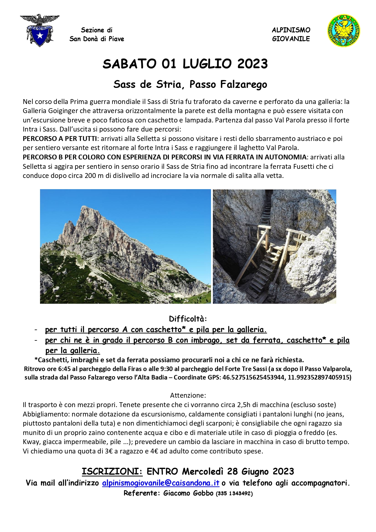 Escursione Ag Sabato 1 Luglio 2023- Attenzione: Uscita Rinviata A Sabato 8 Luglio 2023 1 04 Gita 01 Luglio 2023 Sass de Stria page 0001 1