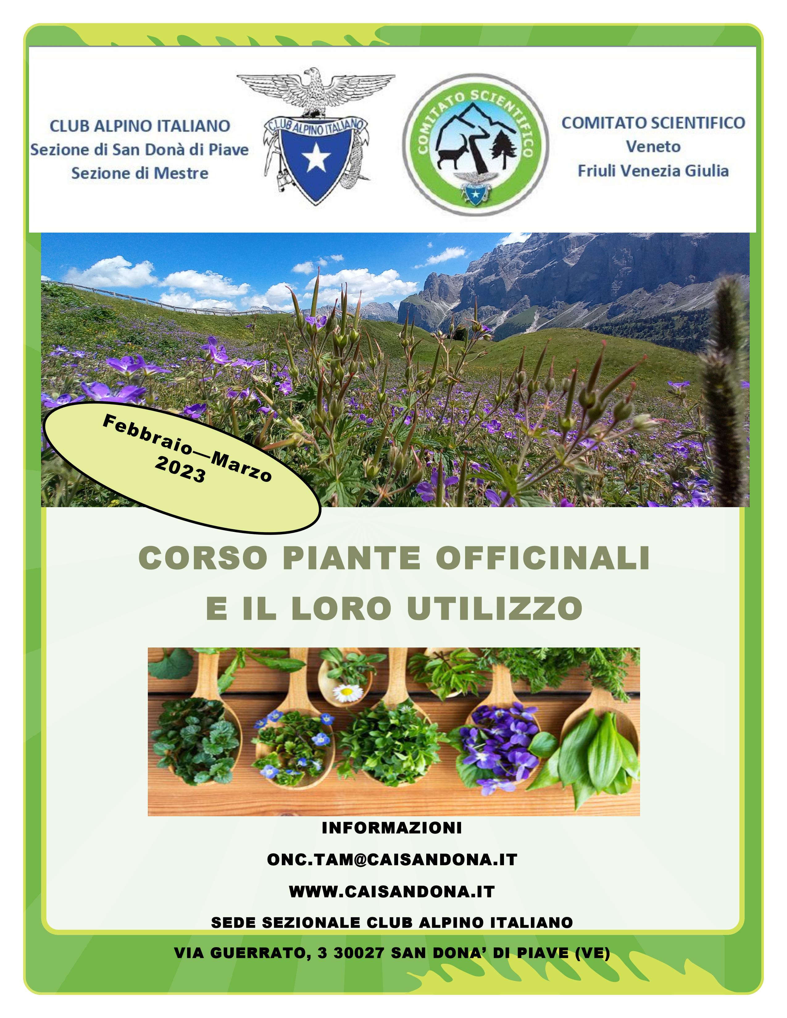 Attività Onc 8 locandina corso piante officinali - CAI Sezione di San Donà di Piave ETS - APS
