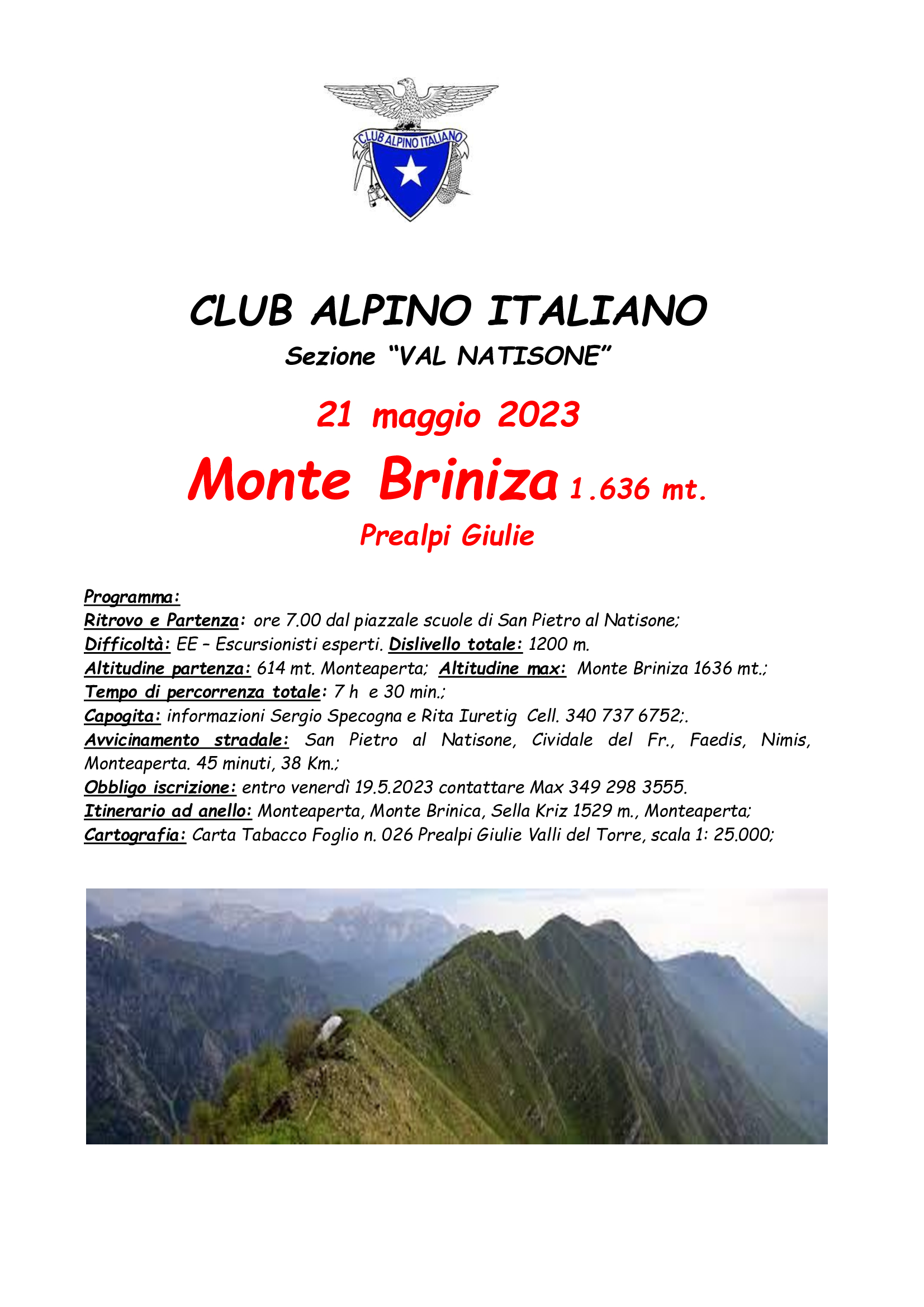 Monte Briniza – 21.5.2023