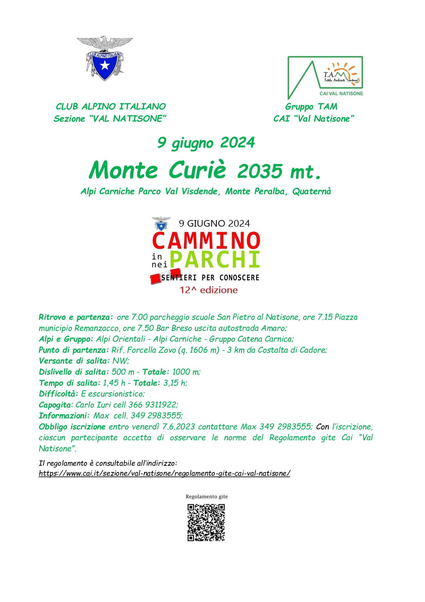 Monte Curiè 2035 Mt. 9 Giugno 2024