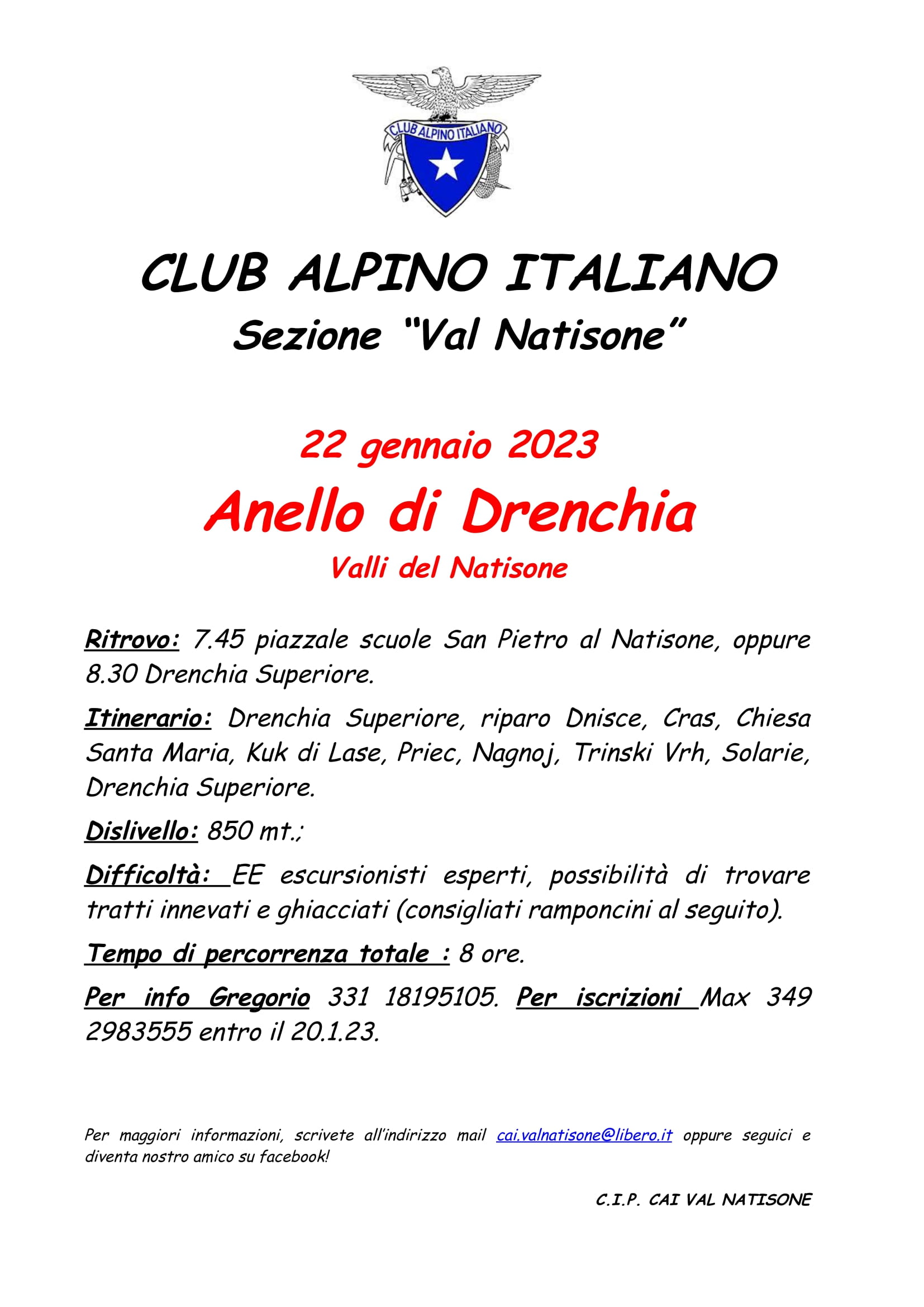 Anello Di Drenchia – 22.1.2023