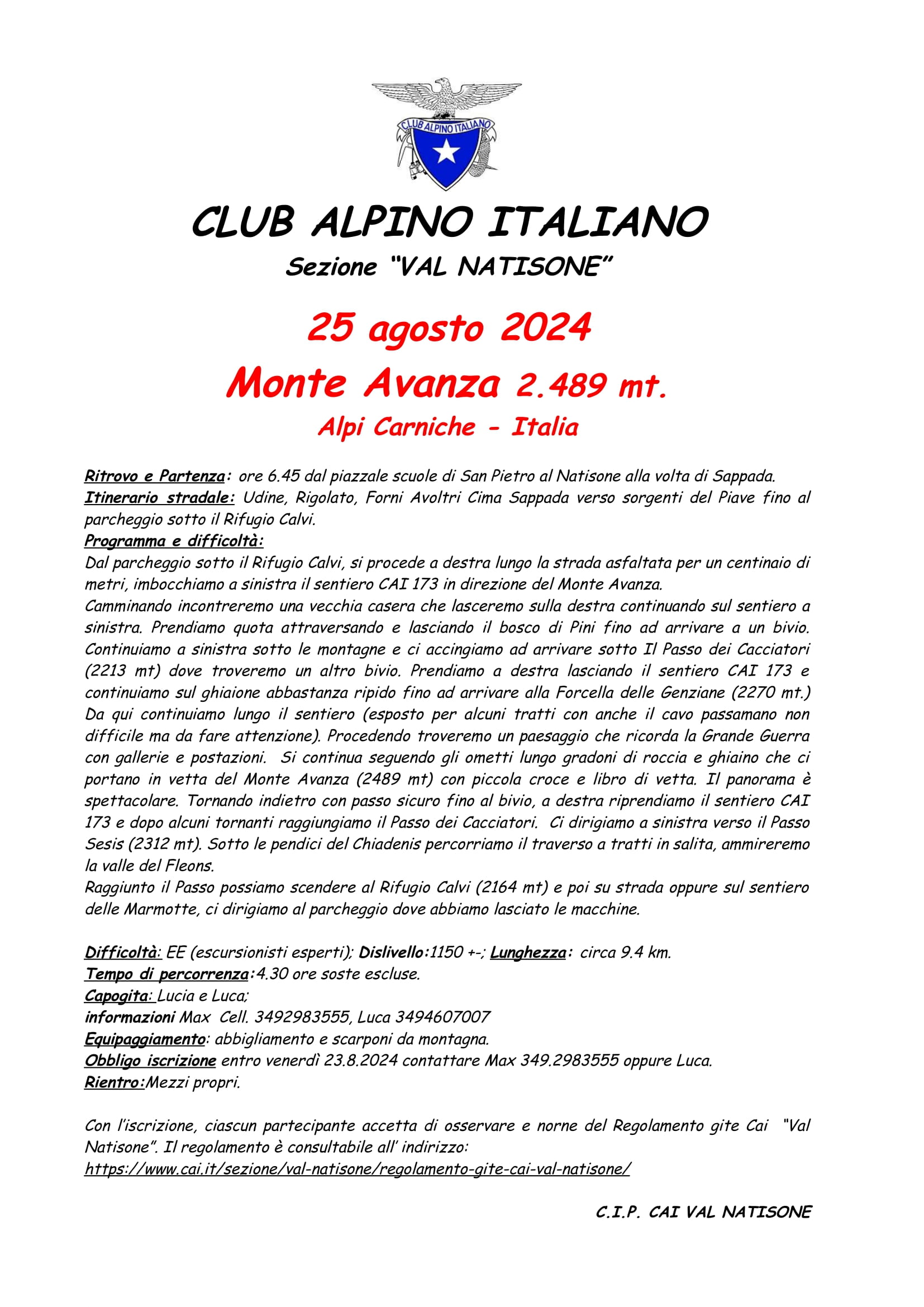 Monte Avanza 2489 Mt.