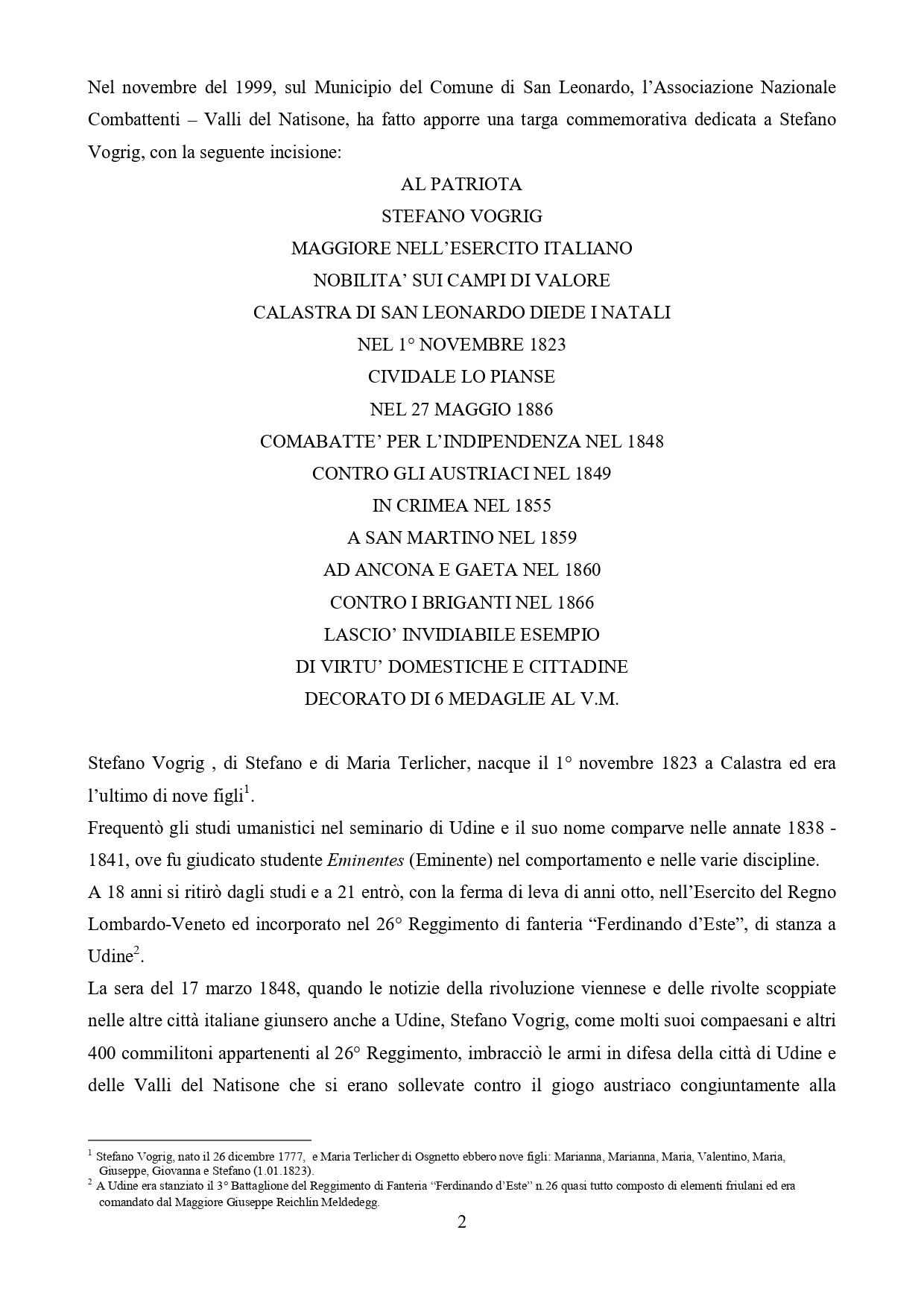 Biografia Maggiore Stefano Vogrig 2 BIOGRAFIA STEFANO VOGRIG NOTA STORICA page 0002 - CAI Sezione di Val Natisone