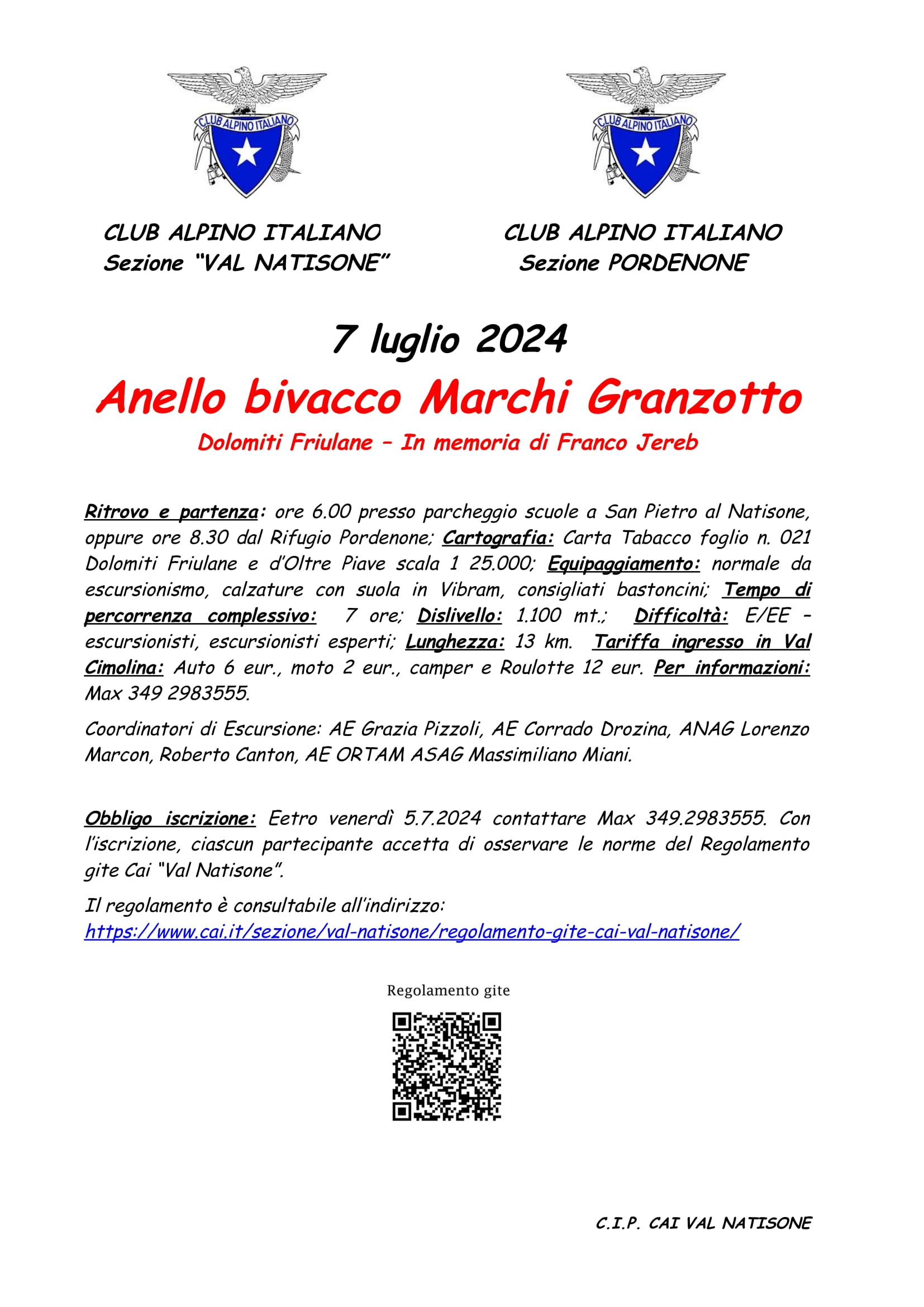Anello Bivacco Marchi Granzotto – 7.7.2024