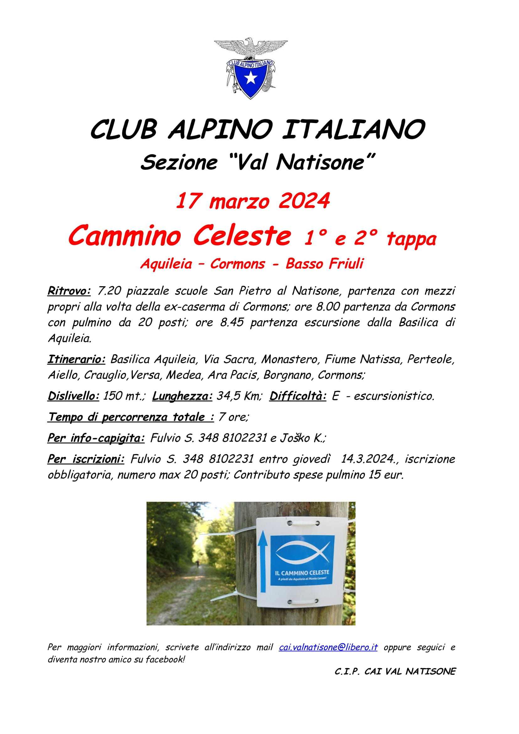Cammino Celeste – 17.3.2024