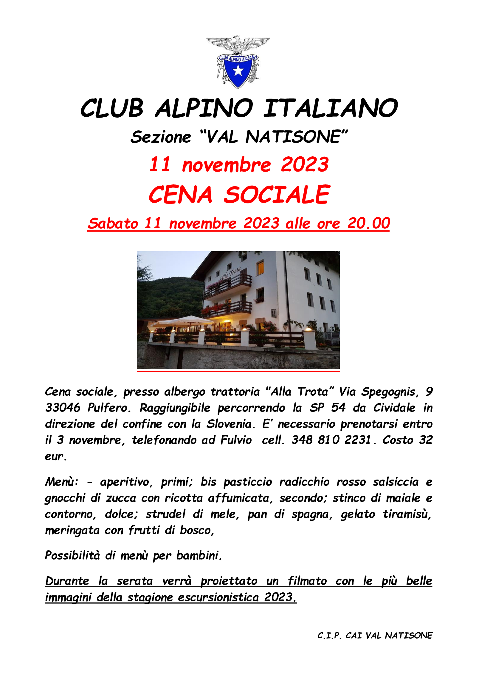 Cena Sociale – 11.11.2023