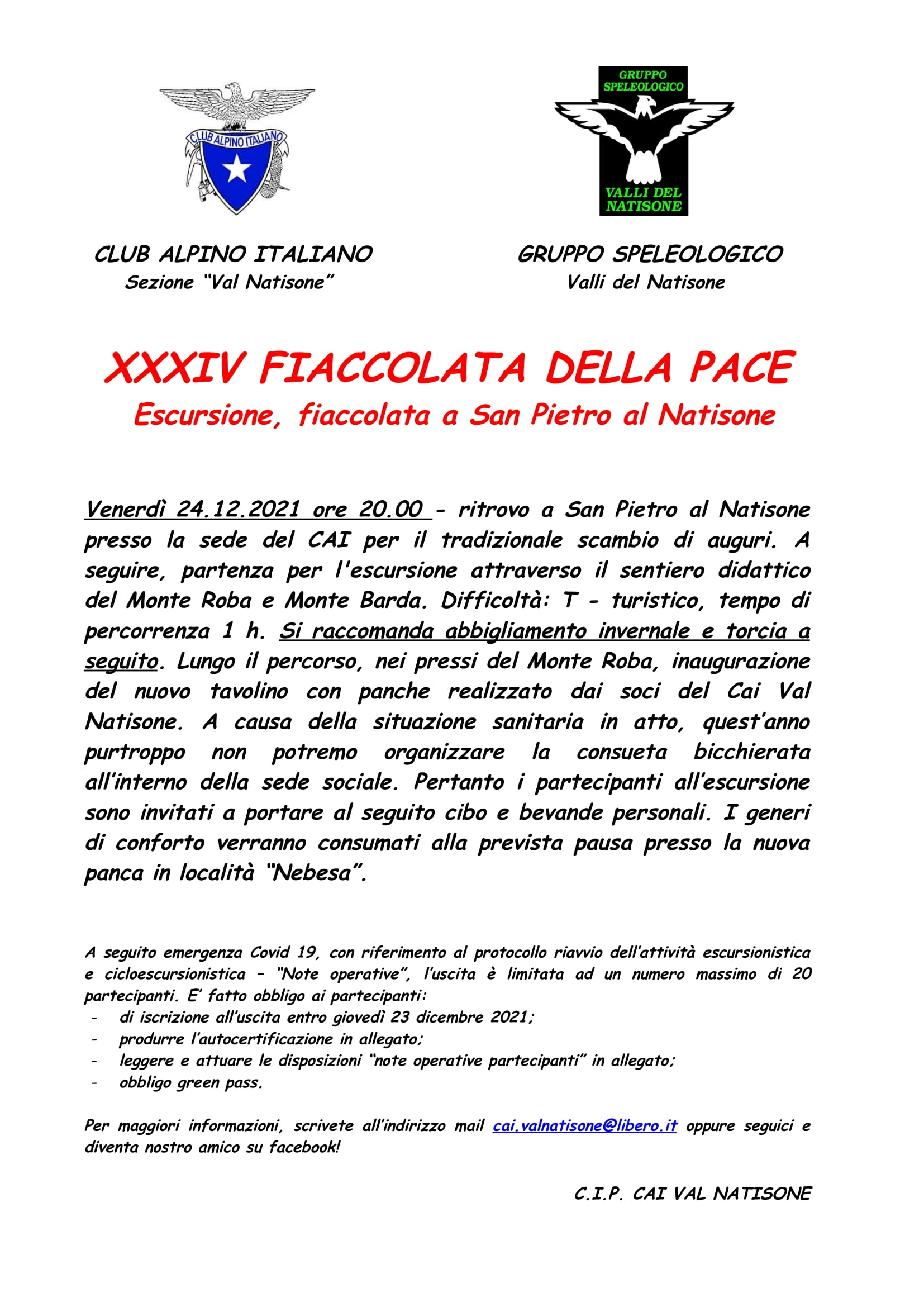 Xxxiv Fiaccolata Della Pace – 24.12.2021