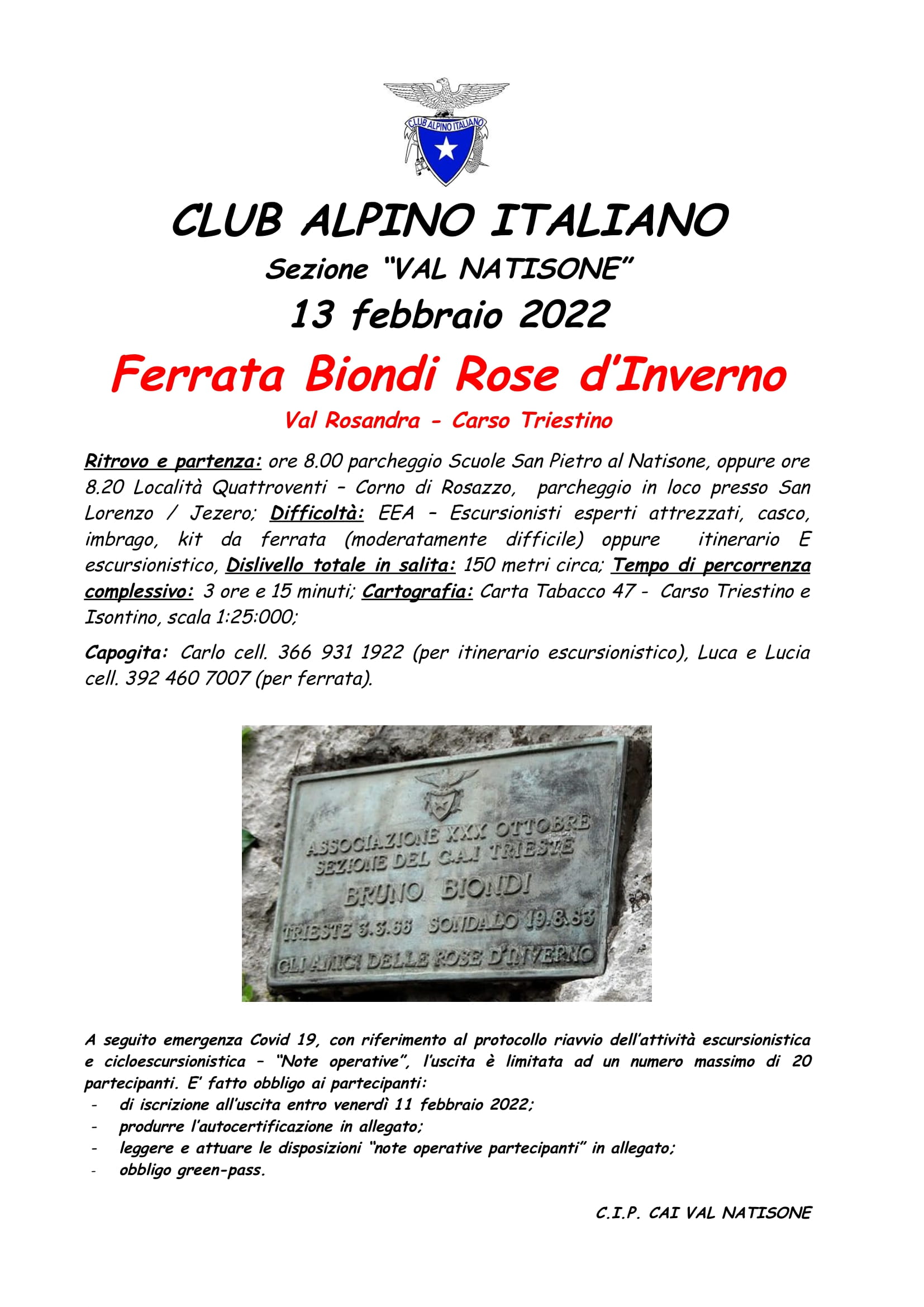 Ferrata Biondi Rose D’inverno – 13 Febbraio 2022