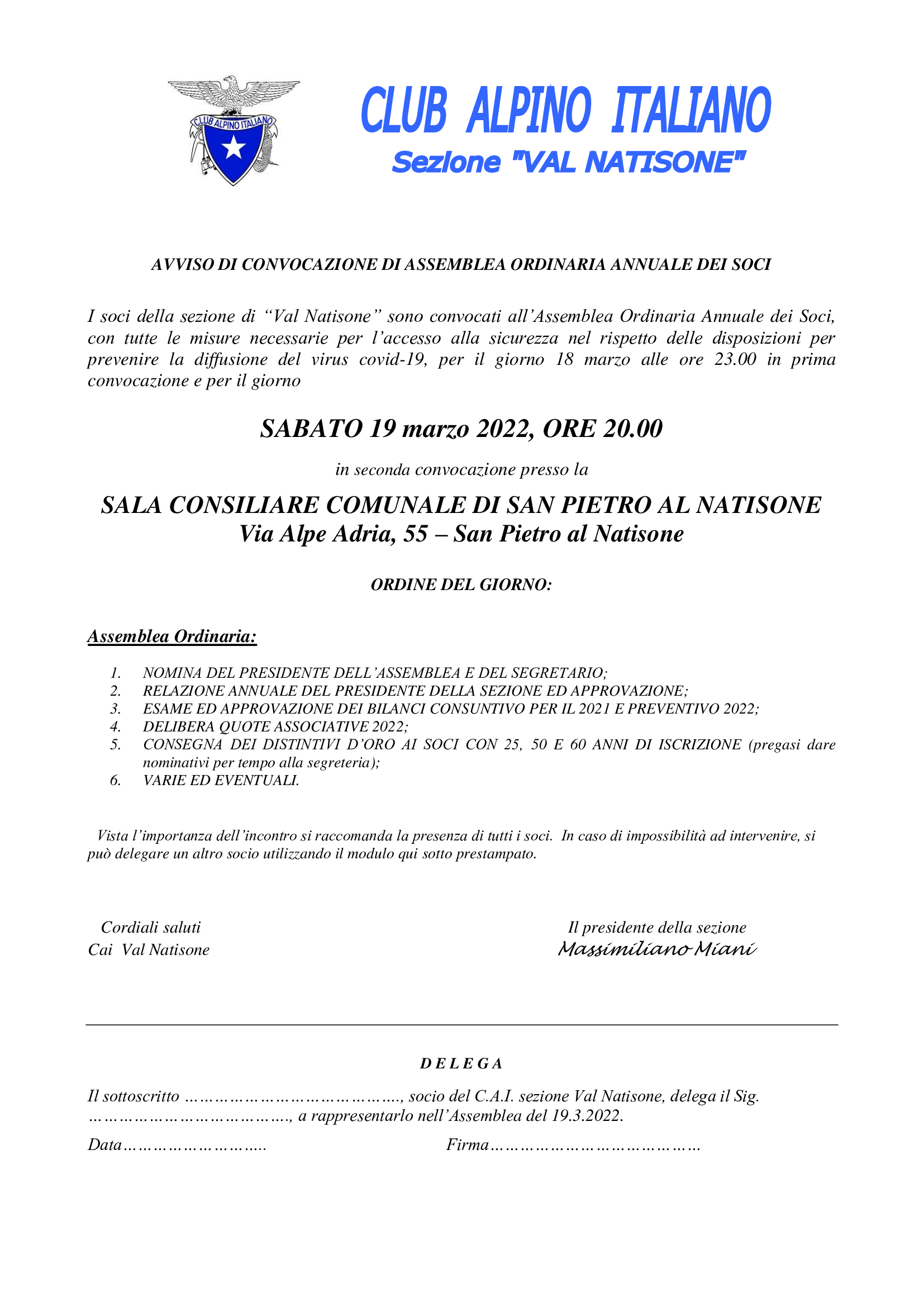 Assemblea Ordinaria Dei Soci 2022