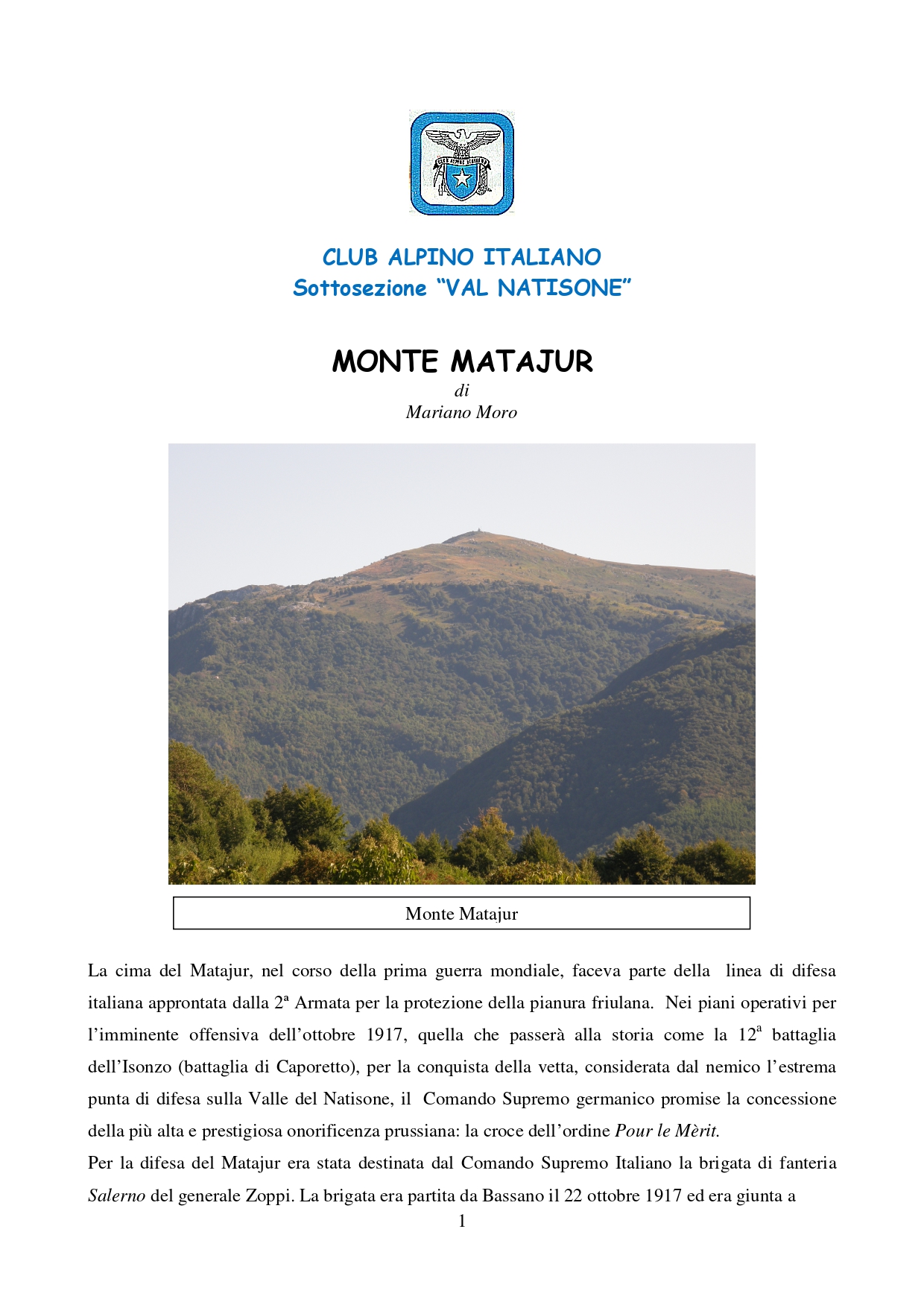 MATAJUR NOTA STORICA page 0001 - CAI Sezione di Val Natisone