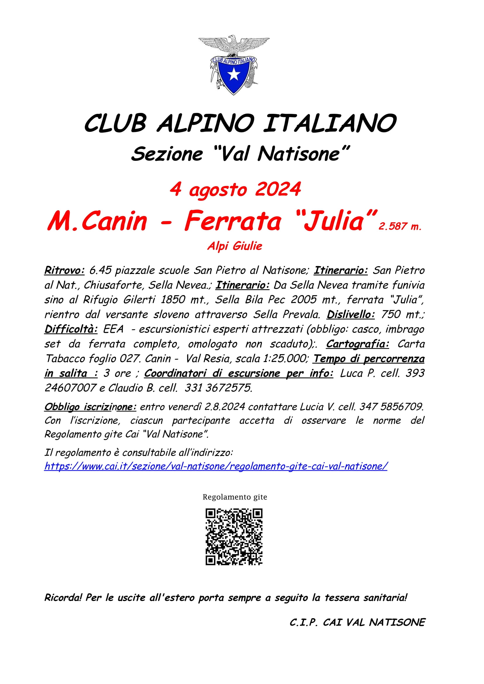 Monte Canin Ferrata “julia” – 4 8.2024