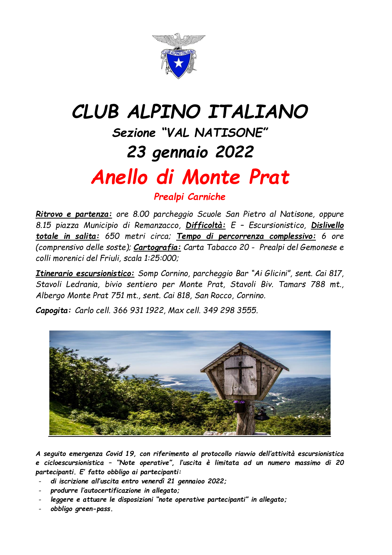 Anello Di Monte Prat – 23 Gennaio 2022