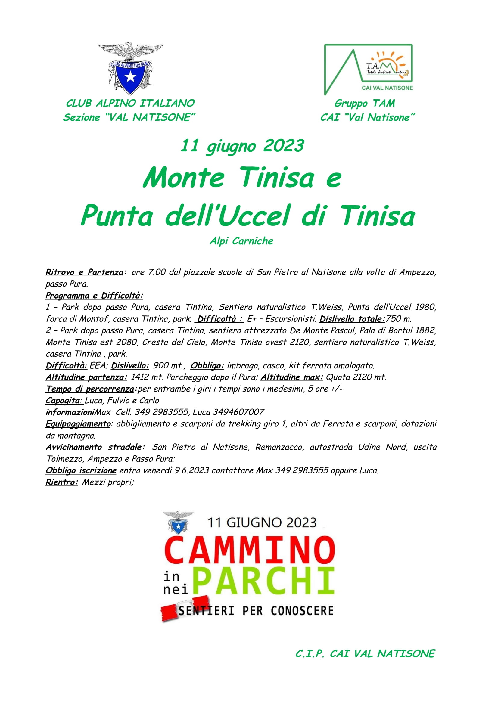 Monte Tinisa E  Punta Dell’uccel Di Tinisa  – Alpi Carniche – 11.6.2023