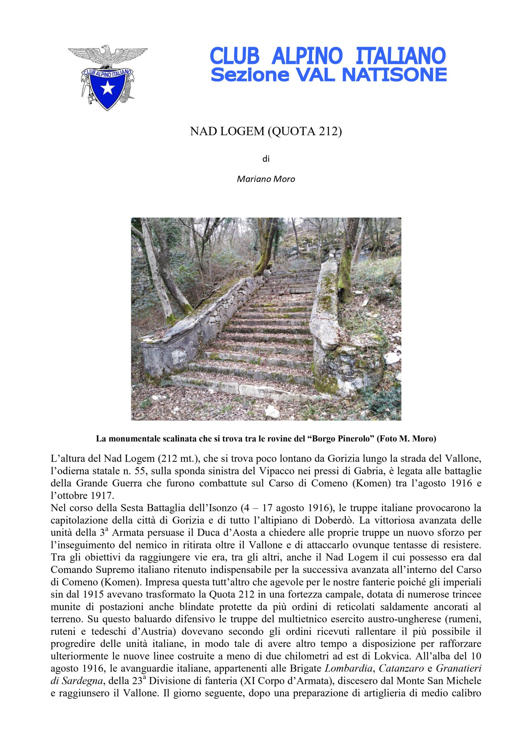 Nota Storica Escursione Nad Logem A Cura Di Mariano Moro