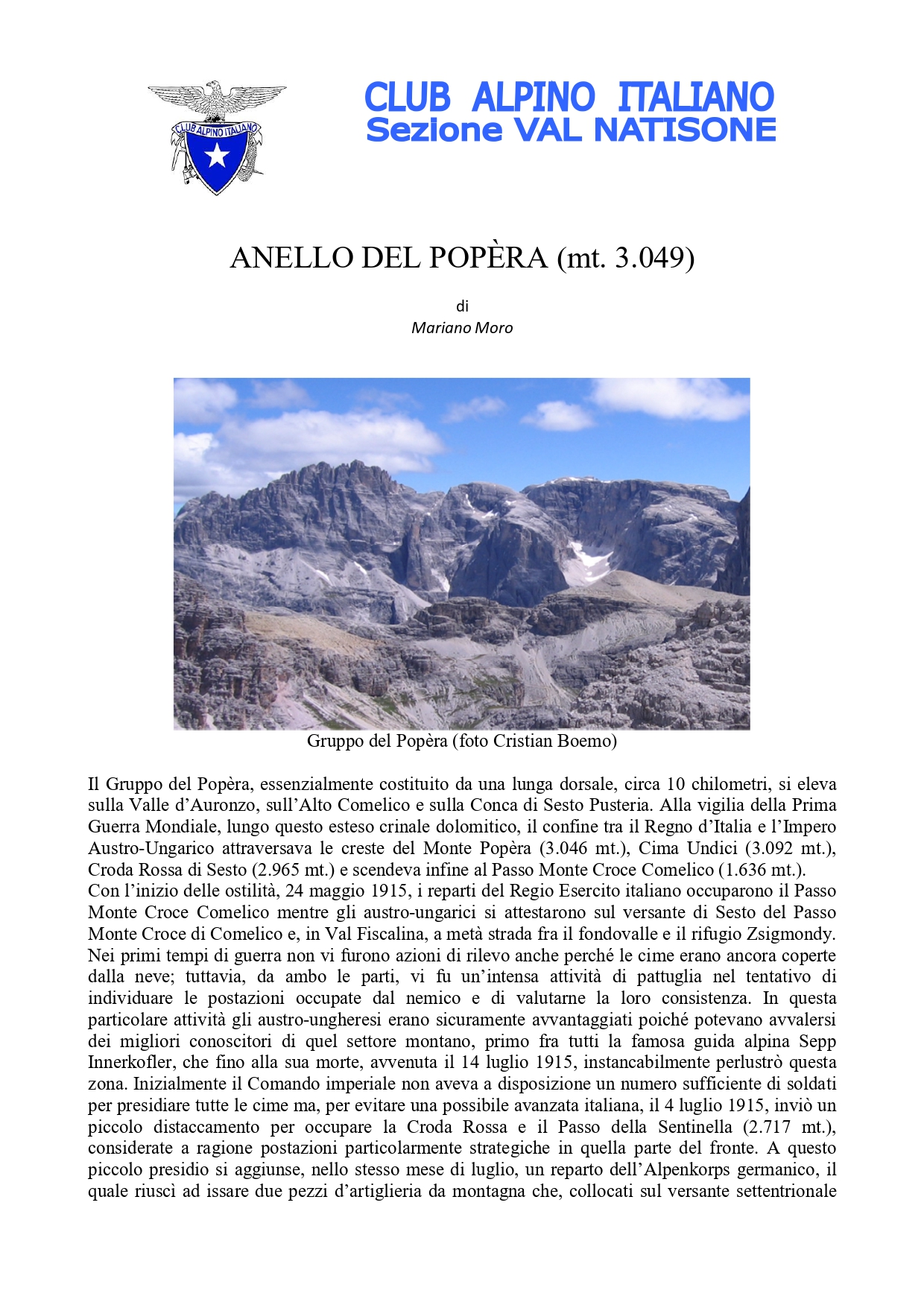 NOTA STORICA ANELLO DEL POPERA page 0001