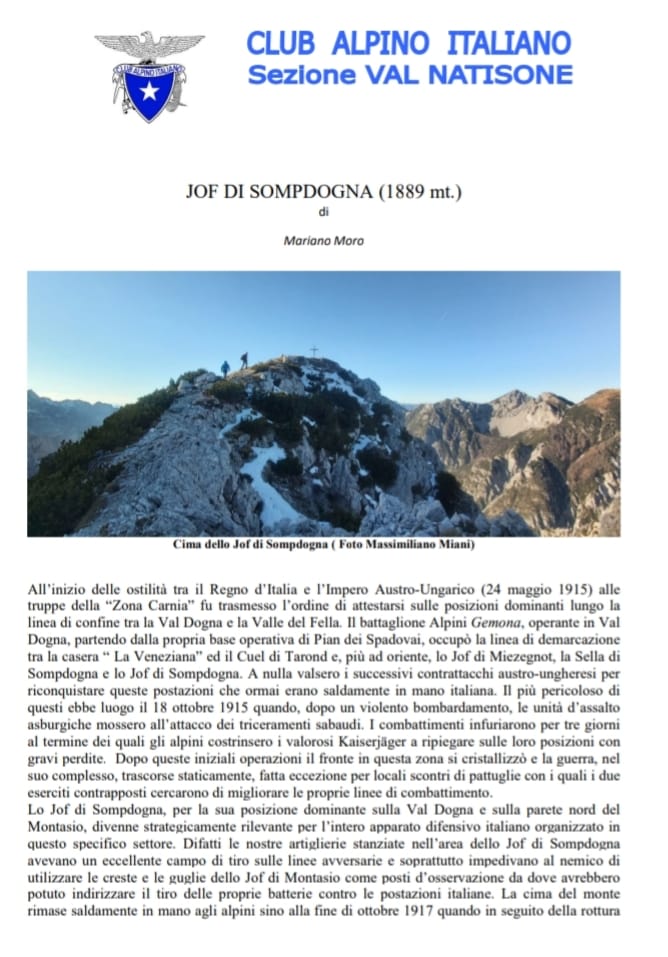 Jof Di Sompdogna 10.7.2022 Nota Storica A Cura Di Mariano Moro 7 d013d762 9a12 43c6 8ddc 0cccb874b768 1 - CAI Sezione di Val Natisone