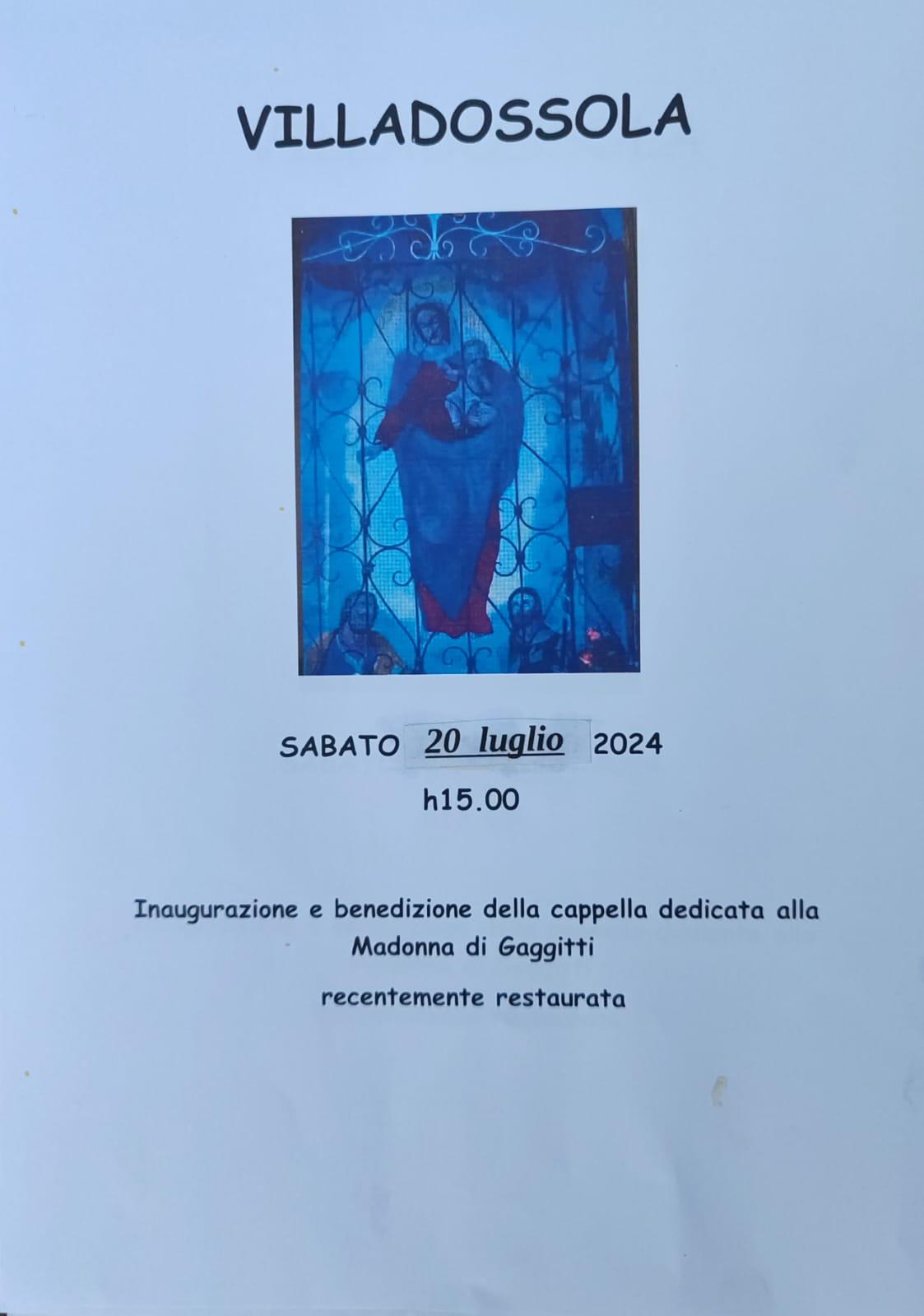 Inaugurazione Cappella Madonna Di Gaggitti – 20 Luglio