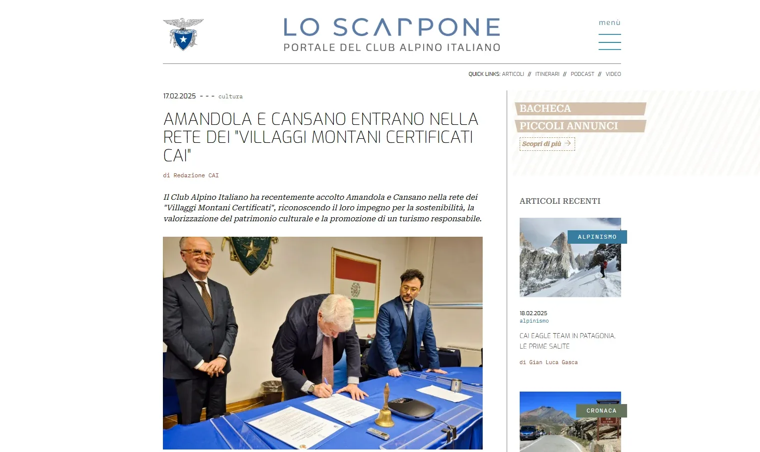 2025 02 17 lo scarpone - CAI Villaggi Montani